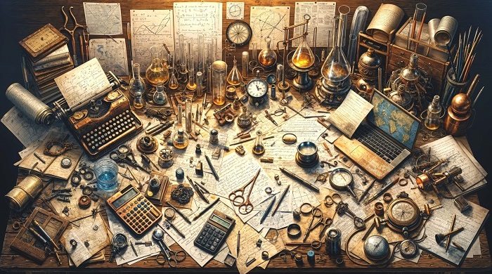 Immagine di copertina realizzata da Nina Deliu e Augusto Frascatani in A.I. con Deep Dream Generator, inserendo: #mathematics #statistics #research #geography #science #formulas #workshop
